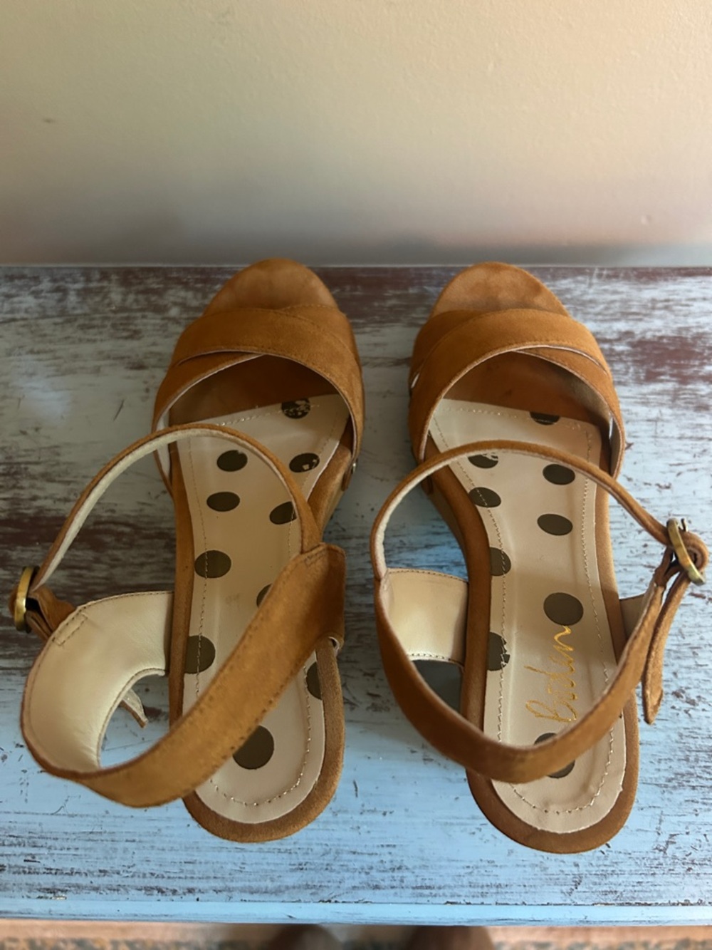 Boden Tan Suede Crisscross Ankle-Strap Sandals
